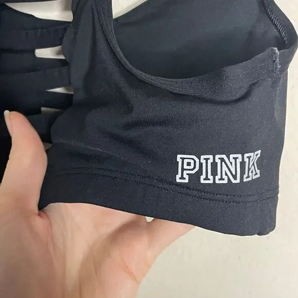 PINK Victoria’s Secret strappy caged sports bra size XS black - Picture 3 of 4
